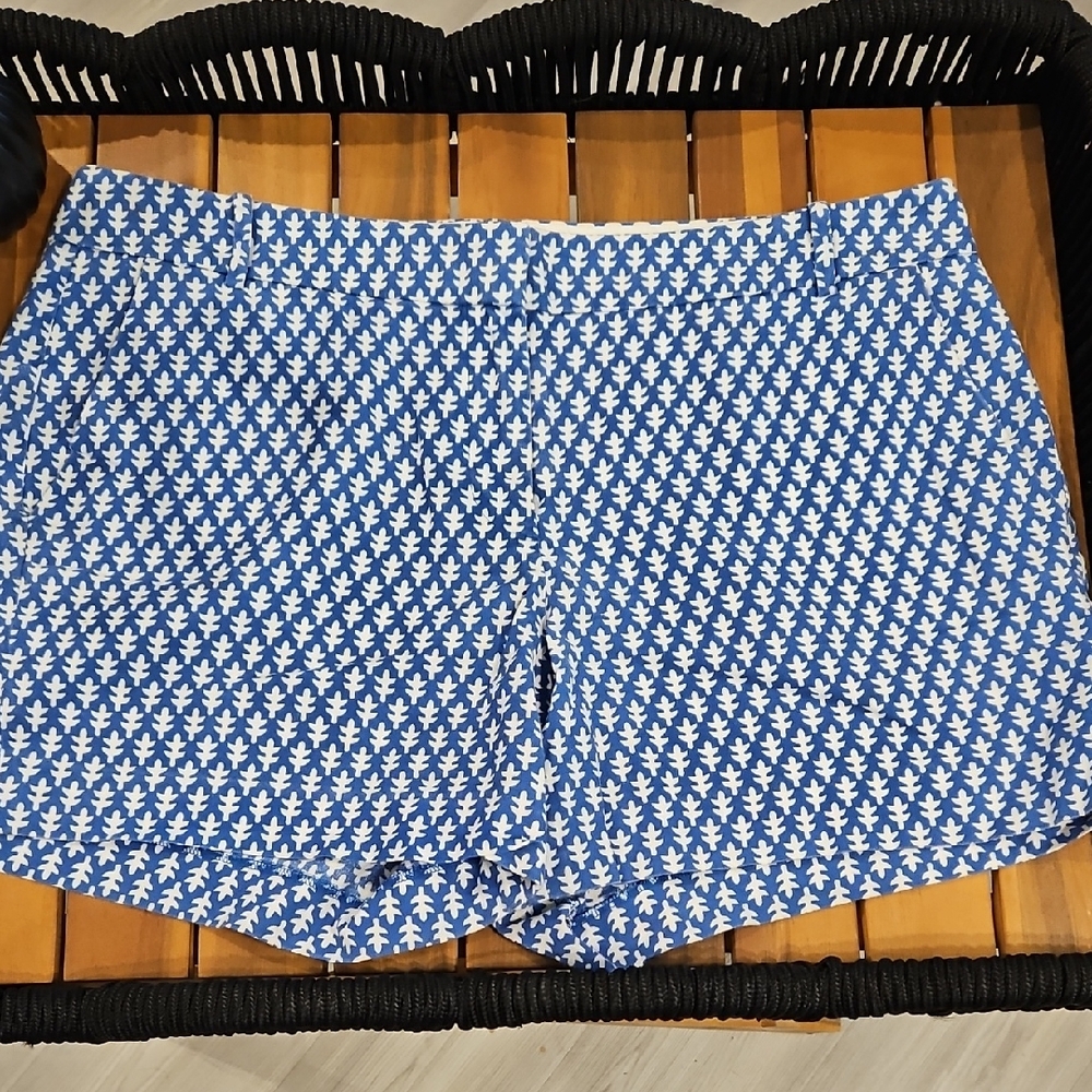 J. Crew Blue and White Athletic Shorts with Geometric Pattern